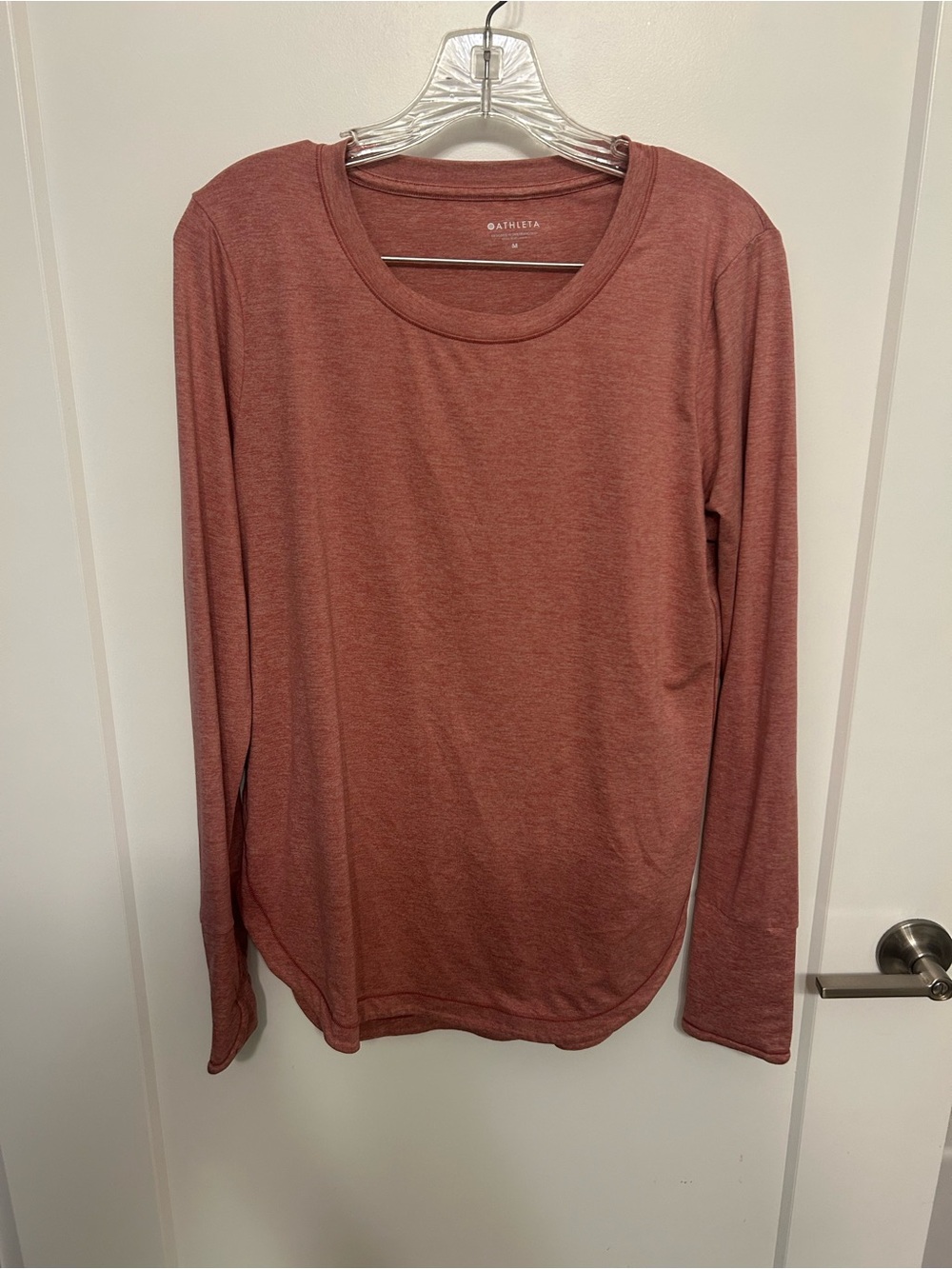 Athleta Long-Sleeve Crew Tee in Dusty Rose Heather - Picture 1 of 8